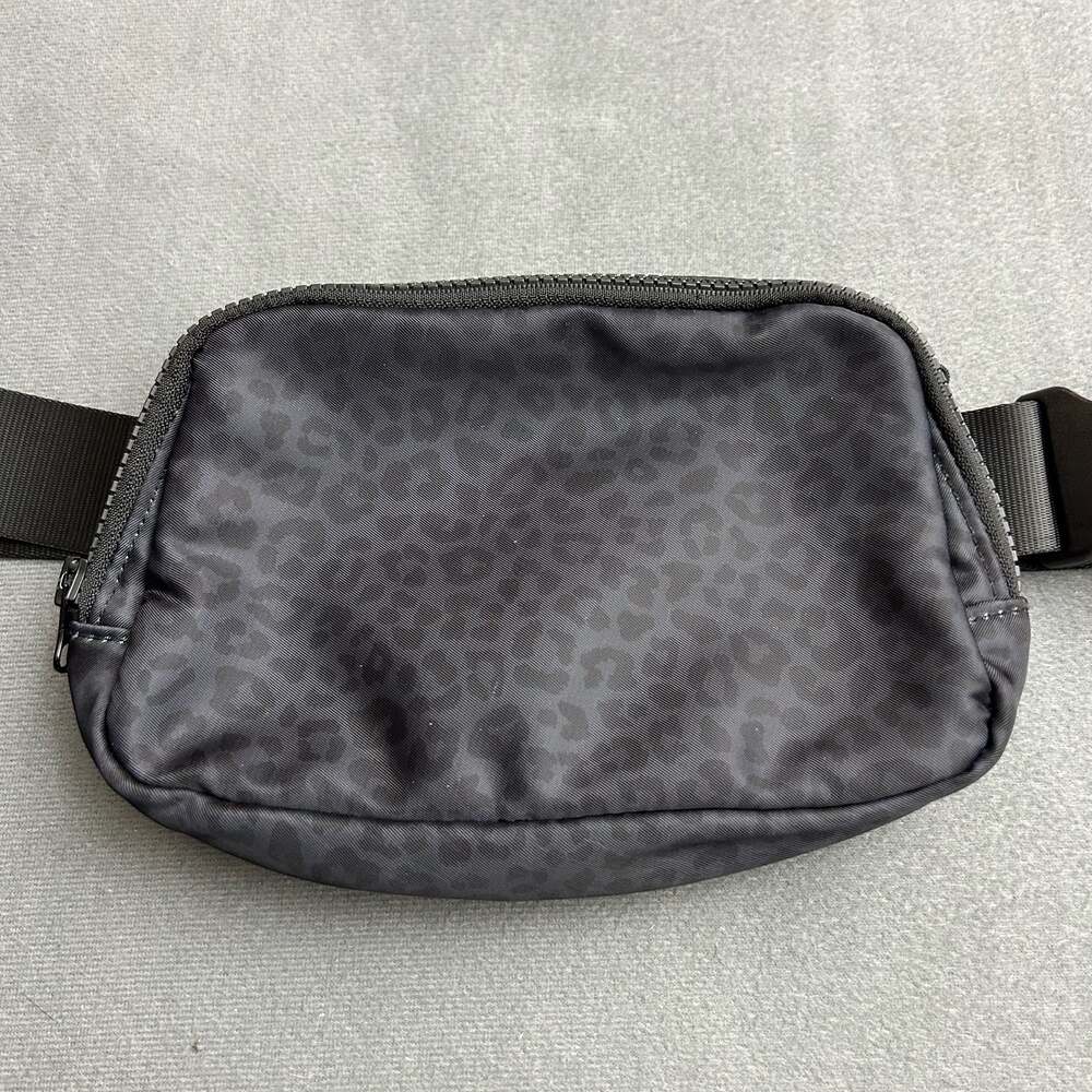 Pink Lily Black Leopard Print Nylon Belt Bag Fanny Pack Crossbody